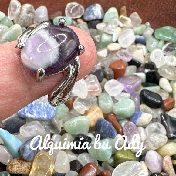 Amethyst silver Victorian gem ring - Picture 2 of 9